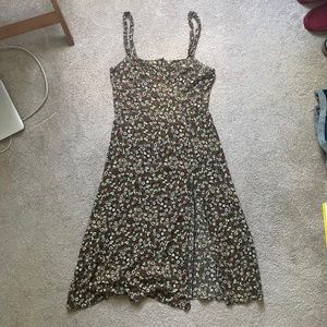 Dark Green, Red, Floral Zara Dress - Size Large (Fits like a medium)